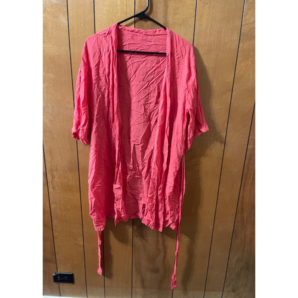 🔴 Red Robe Mini Dress with Detachable Belt Size M EUC
